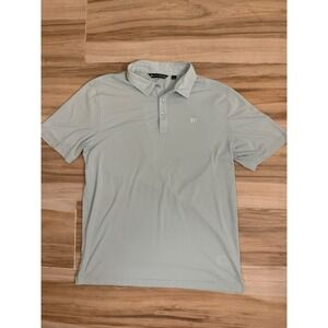 TravisMathew Mens Short Sleeve Polo Shirt Light Blue Striped Golf Top Size L